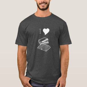 T-shirt I Heart Books Lecteur Écrivain Bibliothécaire Ca
