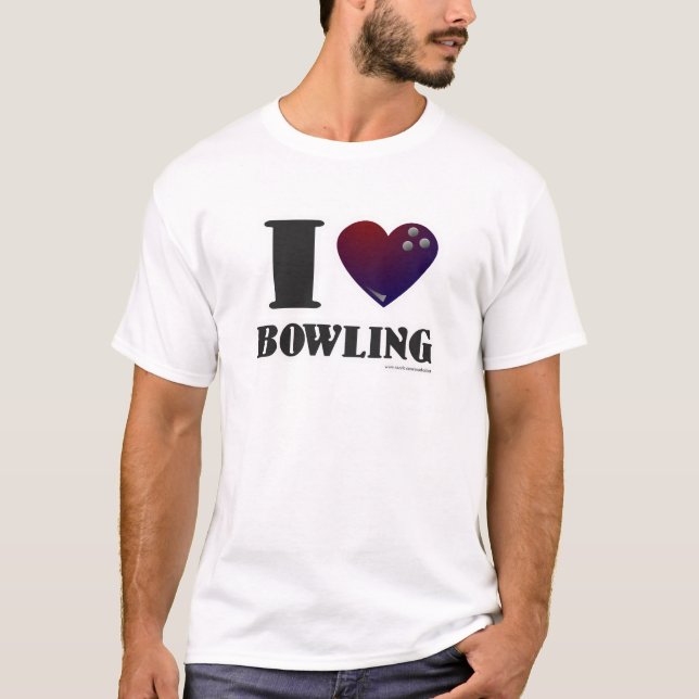 T-shirt I heart Bowling Sports Fun Slogan (Devant)