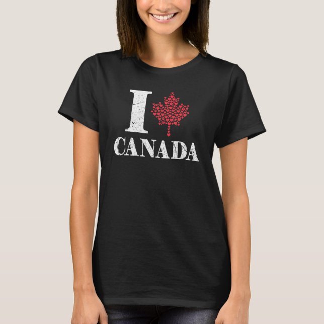 T-shirt I Heart Canada Day Maple Leaf Fière de l'amour can (Devant)