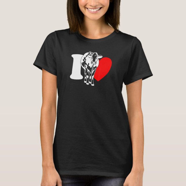T-shirt I Heart Cows - Funny Farmer, Cattle Rancher, Cow L (Devant)