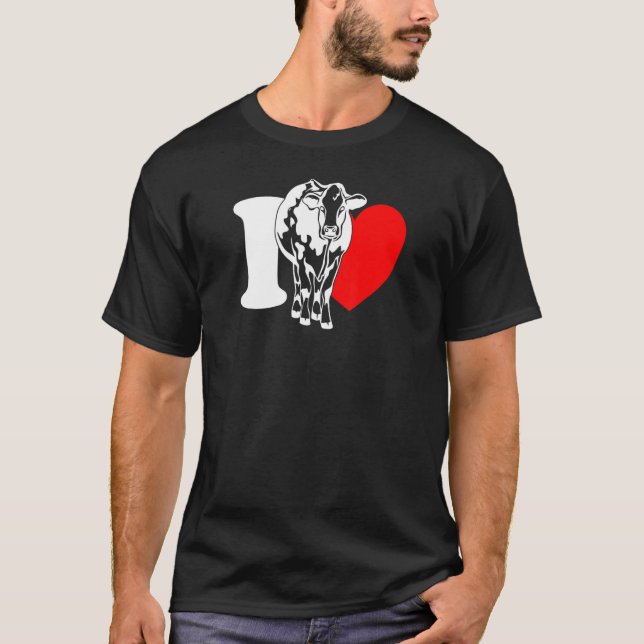 T-shirt I Heart Cows - Funny Farmer, Cattle Rancher, Cow L (Devant)