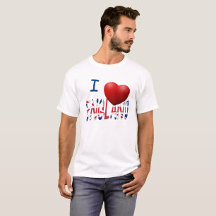 T-shirt I Heart England superposé sur Union Jack Mens cn