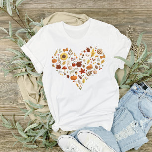 T-shirt I Heart Feuilles d'automne et Citrouille Thanksgiv