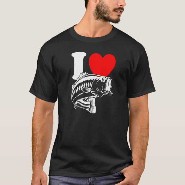 T-shirt I Heart Fish  Cute I Love Fishing Bass Fishing (Devant)