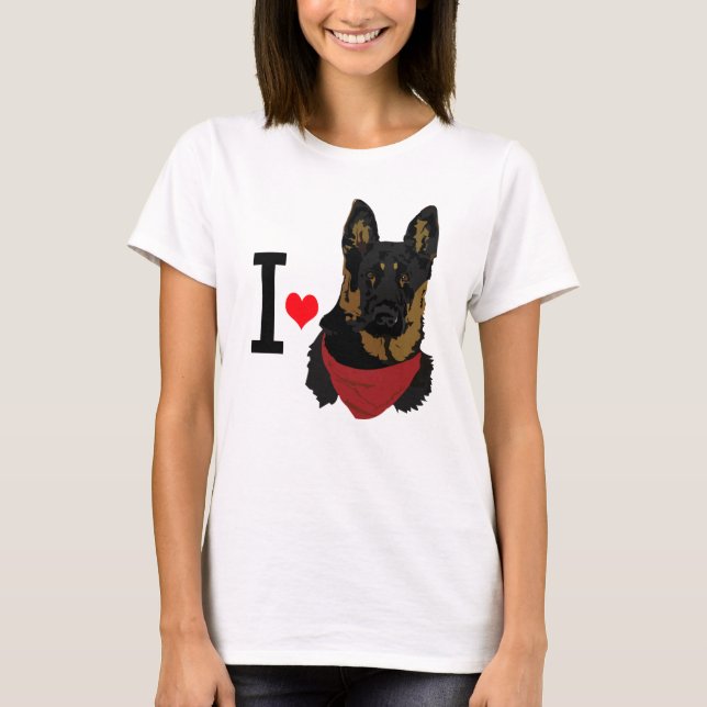 T-shirt I Heart German Shepherd J'aime Shepards (Devant)
