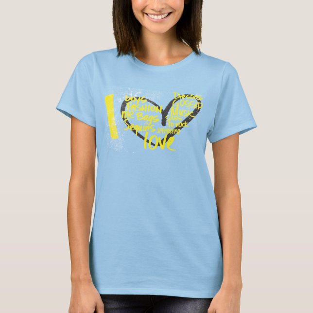 T-shirt I Heart Graffiti Yellow (Devant)
