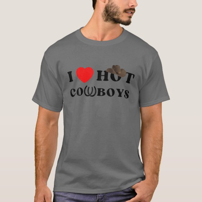 T-shirt I Heart Hot Cowboys I Love Hot Cowboys (Devant)
