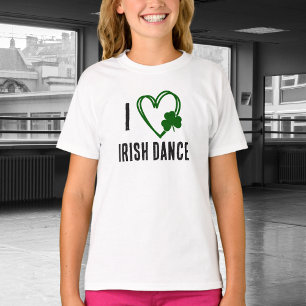 T-shirt I Heart Irish Dance - Coeur Vert avec Shamrock