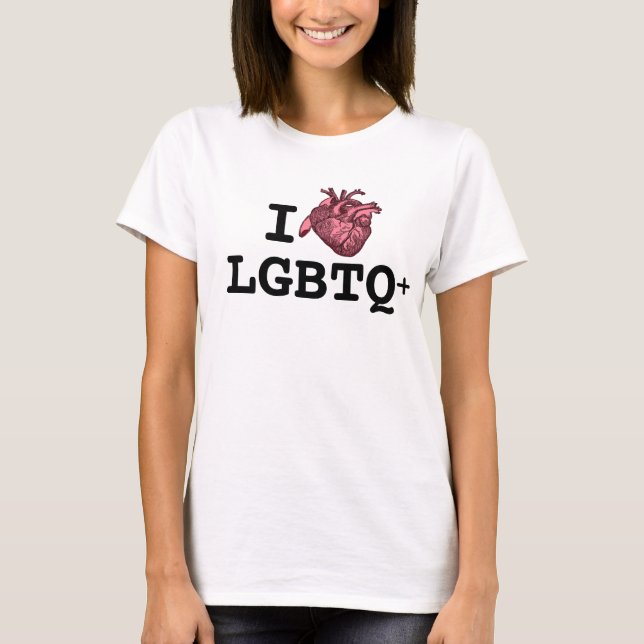 T-shirt I Heart LGBTQ+ coeur anatomiquement correct (Devant)