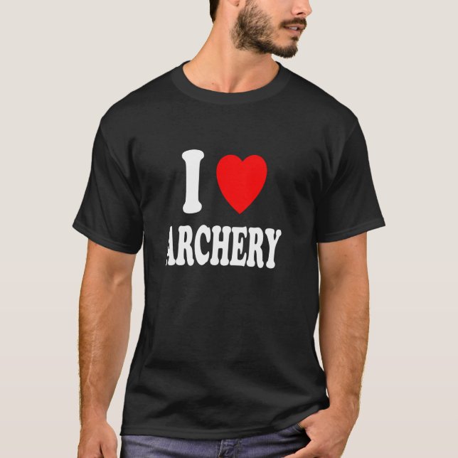 T-shirt I Heart Love Archery Bow Chasse Flèches Concours (Devant)