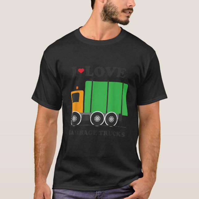 T-shirt I Heart Love Garbage Trucks Little Boys Kids   (Devant)