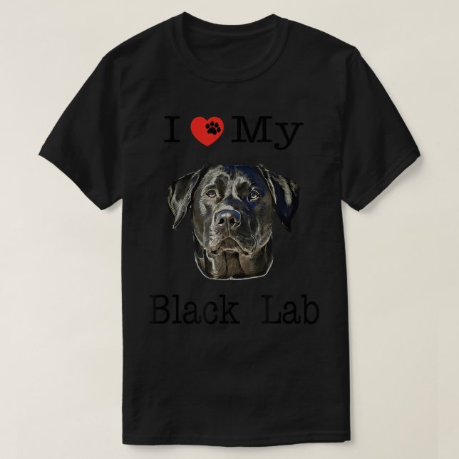T-shirt I Heart Love My Black Lab Portrait de Labrador Fac (Design devant)