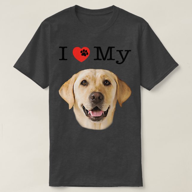 T-shirt I Heart Love My Yellow Lab Portrait de Labrador Fa (Design devant)