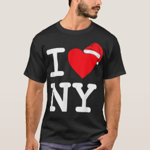 T-shirt I Heart Love NY New York City NYC Santa Hat Christ