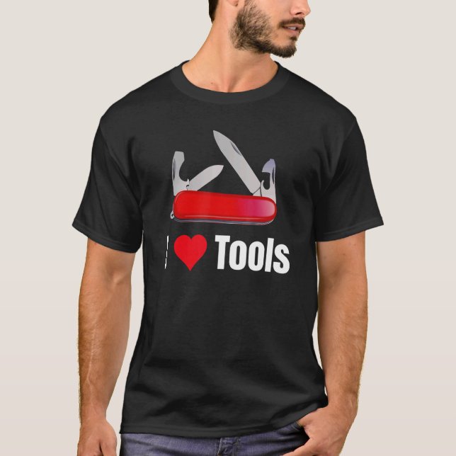 T-shirt I Heart Love Tools Mutli Tool Pocket Knife (Devant)