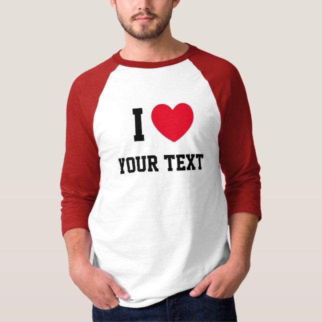 T-shirt I Heart Red Love Custom Text (Devant)