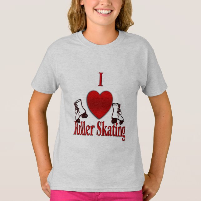 T-shirt I Heart Roller Patinage (Devant)