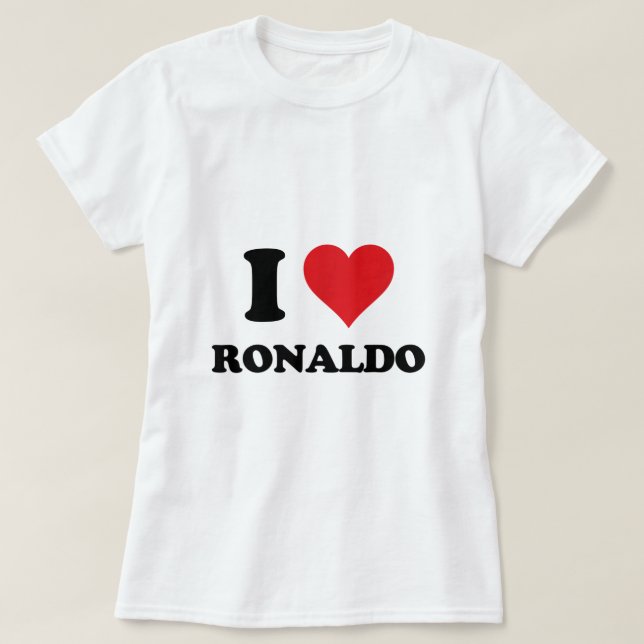T-shirt I Heart Ronaldo Prénom I Love Personnalisé Stu (Design devant)
