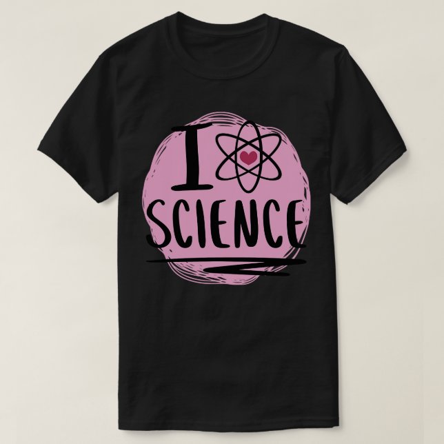 T-shirt I Heart Science Cute Science Atom Coeur (Design devant)