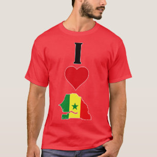 T-shirt I Heart Sénégal I Love Le Drapeau National Sénégal