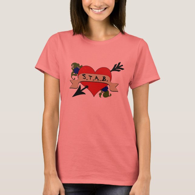 T-shirt I Heart STAB Ladies Ringer (Devant)