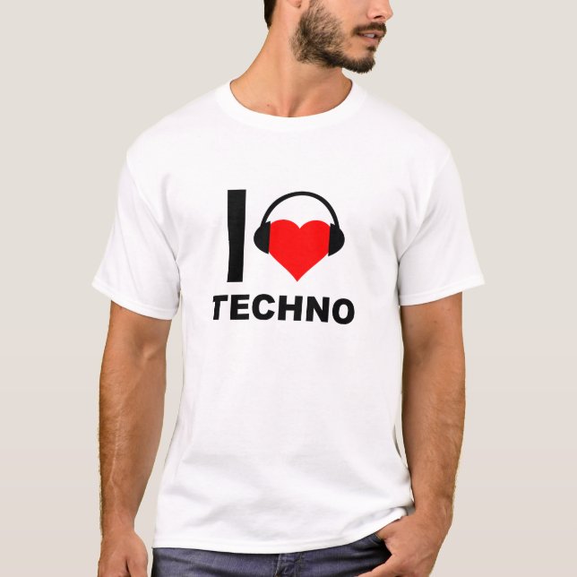 T-shirt I Heart Techno Funny (Devant)
