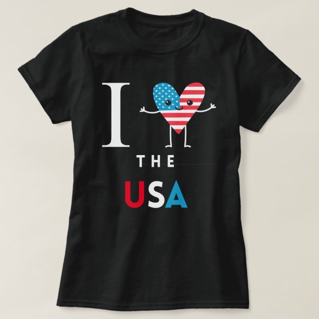 T-shirt I Heart The USA blk Womens (Design devant)