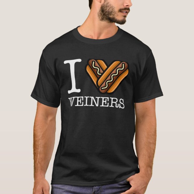T-shirt I Heart Wiener Hotdog  Fast Food Foodie Sandwich H (Devant)
