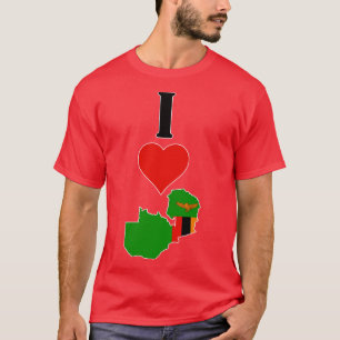 T-shirt I Heart Zambia I Love Zambian National Flag Map Ve
