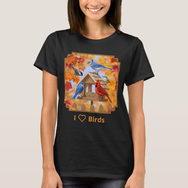 T-shirt I Inséparables Collecte d'alimentation d'automne (Devant)