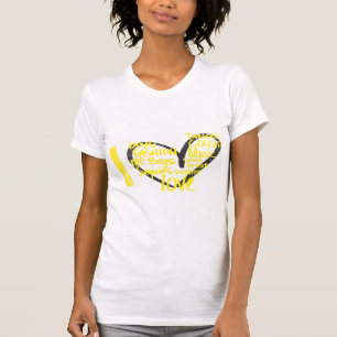 T-shirt I jaune de graffiti de coeur