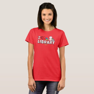 T-shirt I la chemise des femmes de bibliothèque de coeur