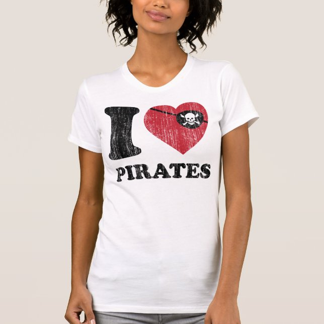 T-shirt I l'amour de coeur pirate la chemise. Rétro (Devant)