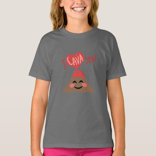 T-shirt I Lava You Volcano Coeur Sweet Pun Chemise (Devant)