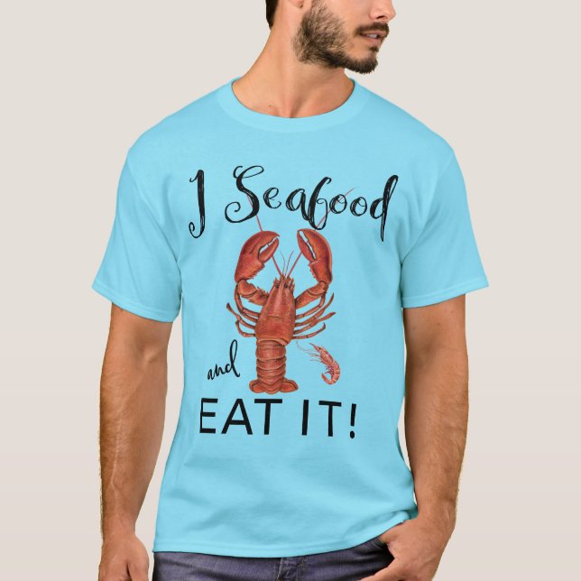 T-shirt I les fruits de mer et le mangent, homard, (Devant)