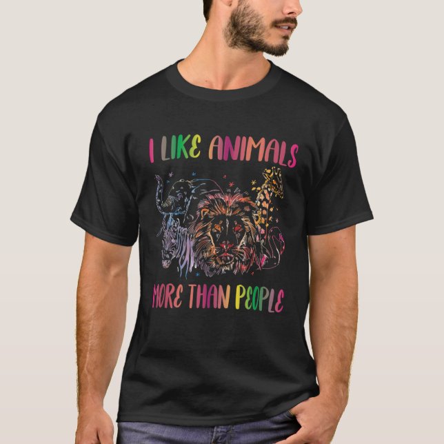 T-shirt I Like Animals More Than People Farm Animal Vegan  (Devant)