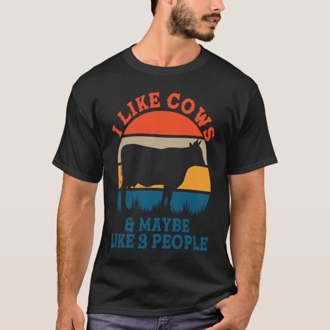 T-shirt I like cows and maybe like 3 peoples   cute cow (Devant)