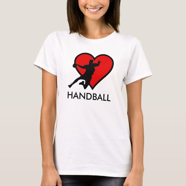 T-shirt I like Handball with red heart modern design (Devant)