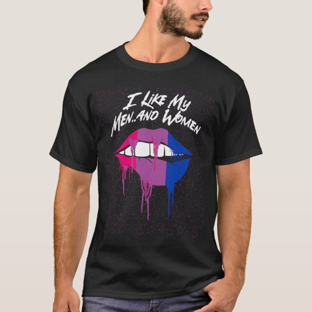 T-shirt I Like My Men and Women Bisexual LGBTQ Bi Pride Co (Devant)
