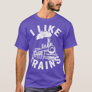 T-shirt I Like Trains Railway Railroad Model Toy