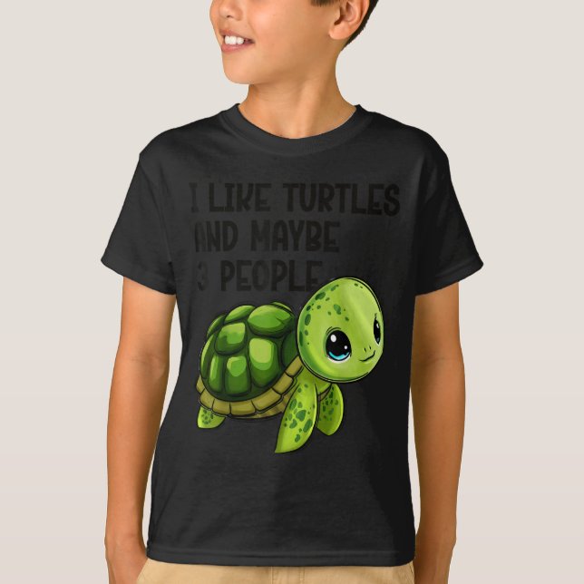 T-shirt I Like Turtles And Maybe Three People Funny Retro  (Devant)
