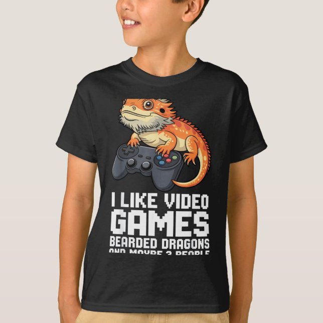 T-shirt I Like Video Games Bearded Dragon Gamer Introvert  (Devant)
