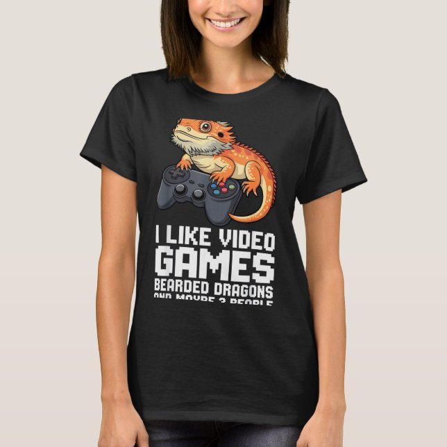 T-shirt I Like Video Games Bearded Dragon Gamer Introvert  (Devant)