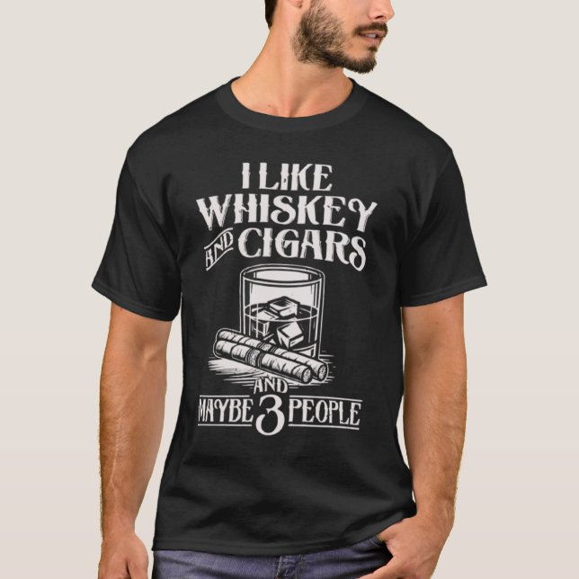 T-shirt I Like Whiskey And Cigars Funny Monkey  (Devant)