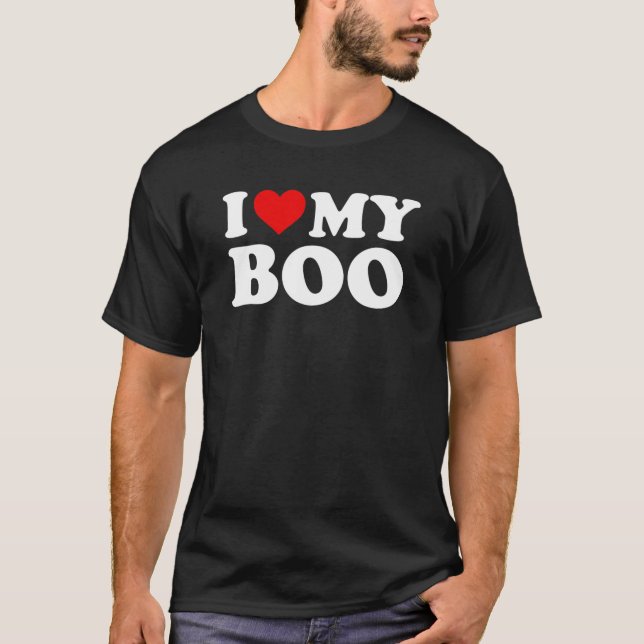 T-shirt I Loo My Boo Boyfriend BF - Coeur rouge (Devant)