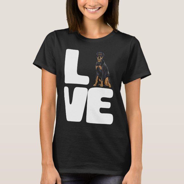 T-shirt I Love A My Dog Rottweiler (Devant)
