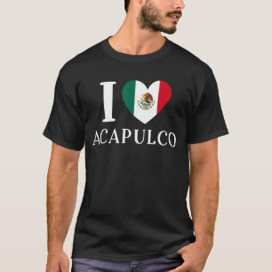 T-shirt I Love Acapulco Heart Mexique Drapeau