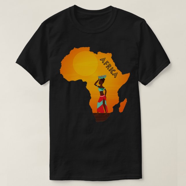 T-shirt I Love Africa African Woman Map Africa Pride (Design devant)