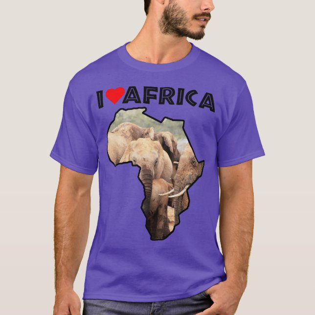 T-shirt I Love Africa Wildlife Map Elephant Bodyguard (Devant)