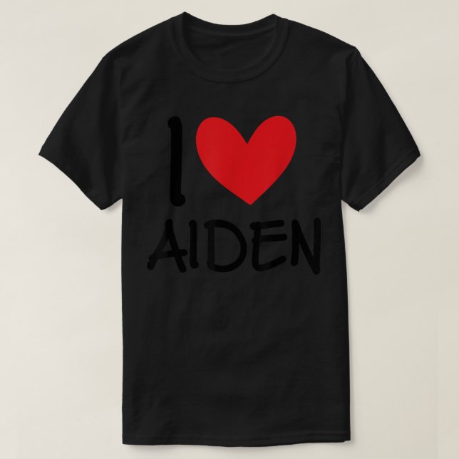 T-shirt I Love Aiden Nom Hommes Personnalisés Guy BFF Ami (Design devant)